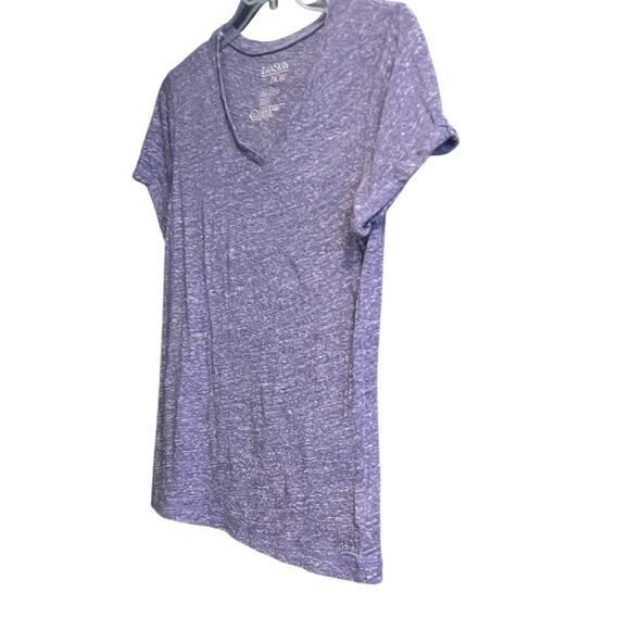 DANSKIN NOW ACTIVE TEE SHIRT, WOMENS, L, HEATHER LAVENDER, SHORT SLEEVE, V-NECK - Picture 3 of 10
